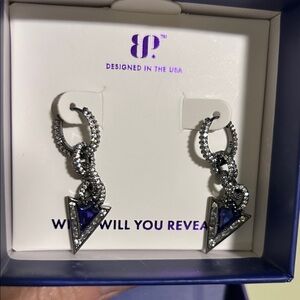Sirens collection.  Tanzanite on Hematite earrings.